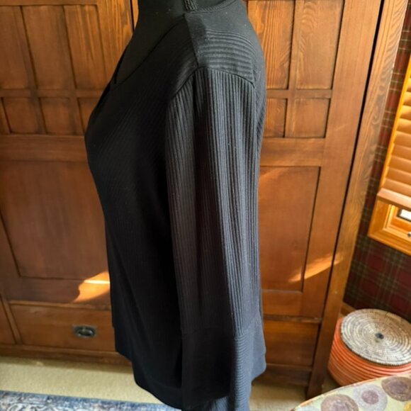 I. N. Studio 3/4 Sleeve Black Ribbed Top Size Large - Picture 4 of 7